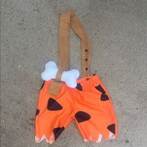 Orange and Brown Costume Shorts with Bone Accessory